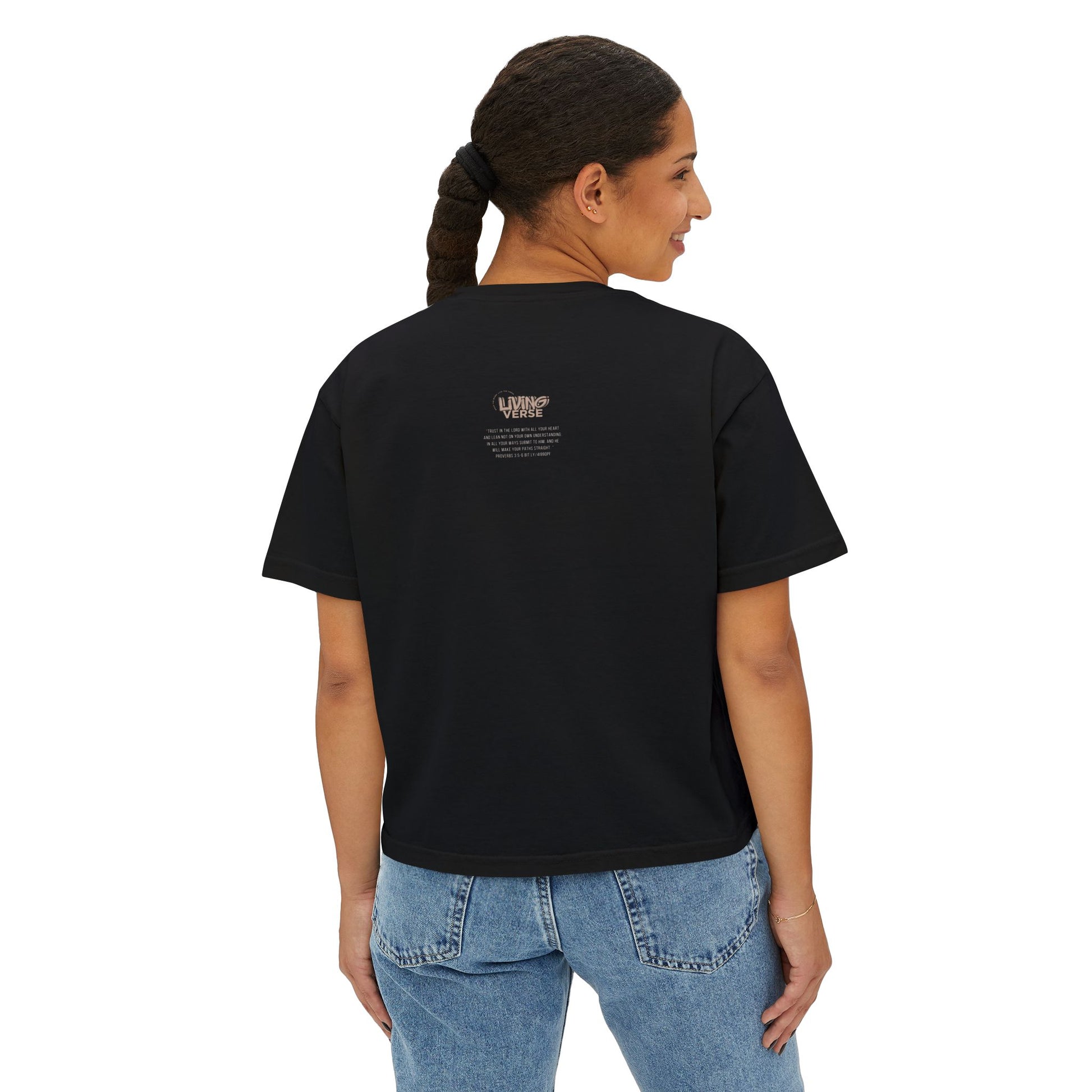 Faith Inspired Women's Boxy Tee - Proverbs 3:5-6 "Faith In God"
