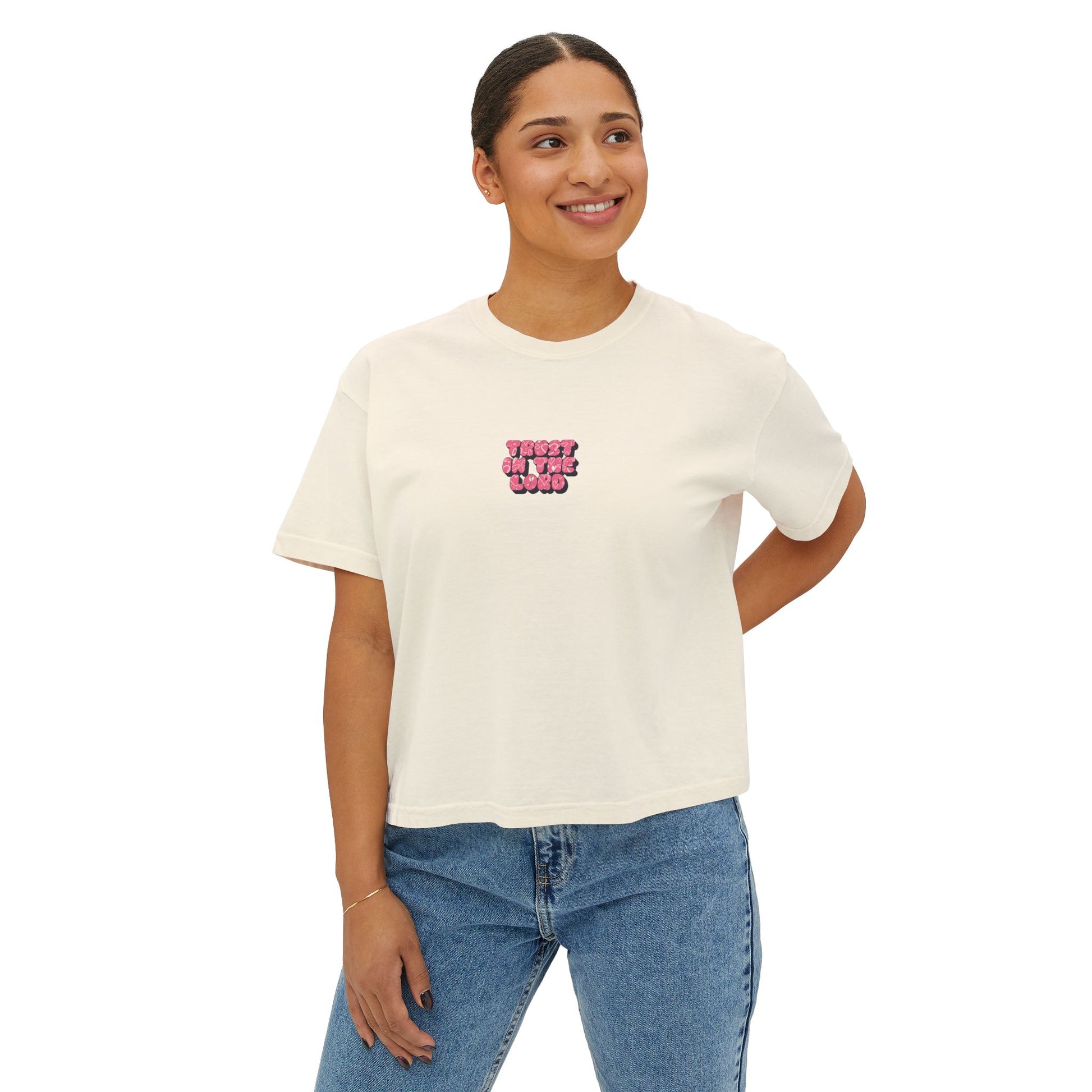 Faith Inspired Women's Boxy Tee - Proverbs 3:5-6 - "Trust in the Lord"